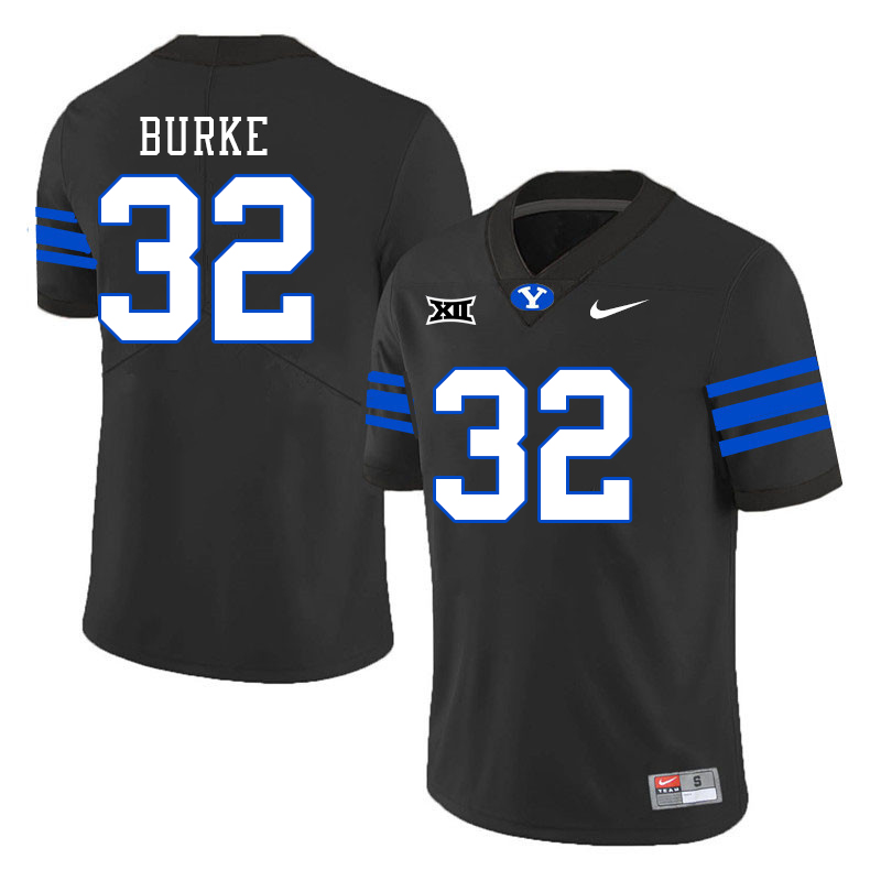 BYU Cougars #32 Ty Burke Big 12 Conference College Football Jerseys Stitched Sale-Black